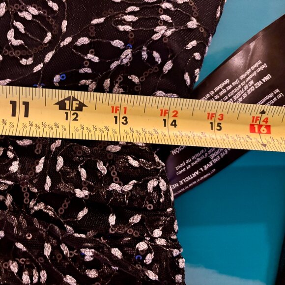 JS Collections Black Mesh Embroidered Sequin Cocktail Dress - Size 8 - Picture 13 of 16